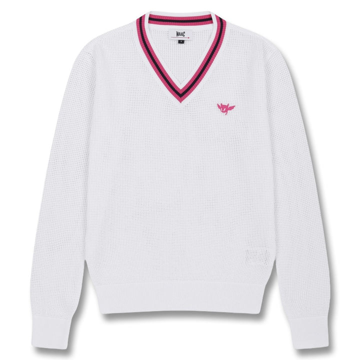WAAC Mesh V-Neck Golf Sweater White - FW24 Women