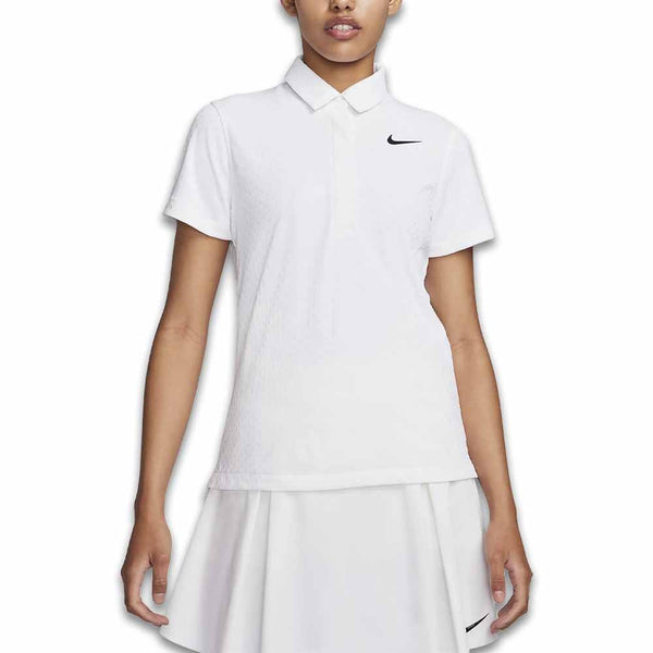 Nike Dri-FIT Tour ADV Shortsleeve Golf Polo Platinum White/Black - Holiday24 Women