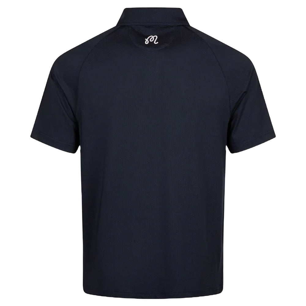 Malbon Evergreen Raglan Sleeve Mesh Golf Polo Navy - FW24 Men