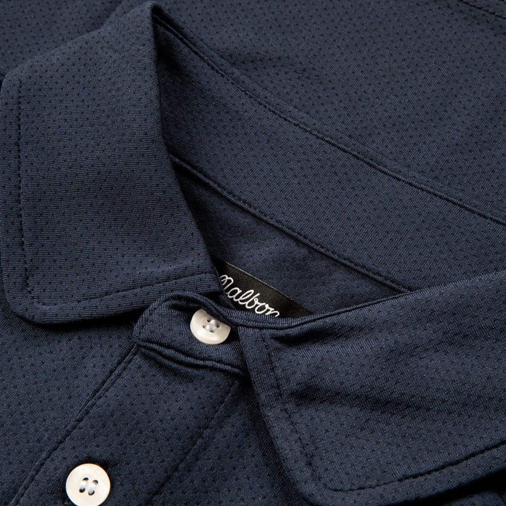 Malbon Evergreen Raglan Sleeve Mesh Golf Polo Navy - FW24 Men