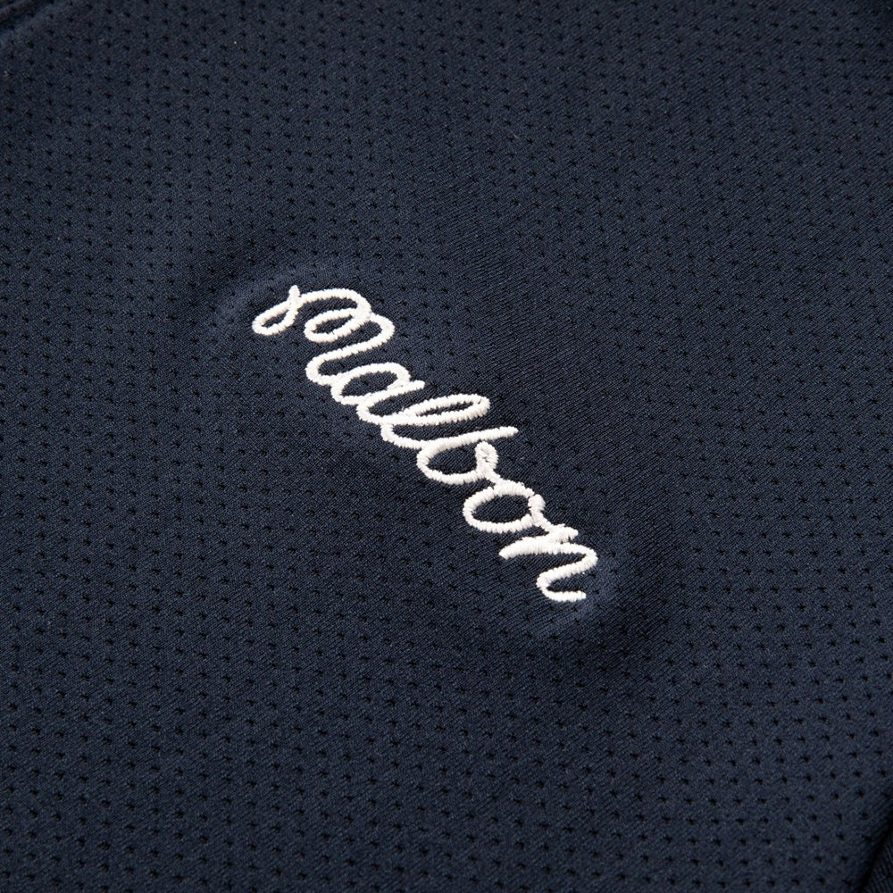 Malbon Evergreen Raglan Sleeve Mesh Golf Polo Navy - FW24 Men