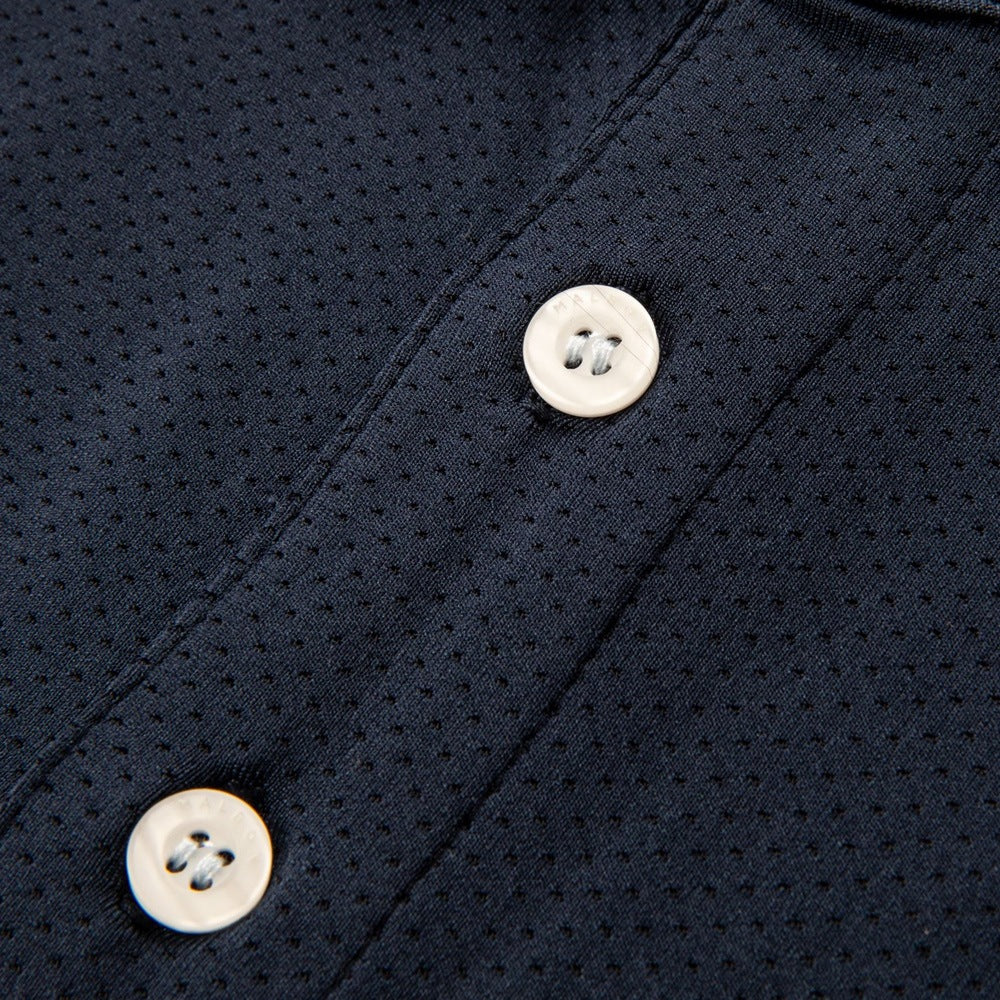 Malbon Evergreen Raglan Sleeve Mesh Golf Polo Navy - FW24 Men