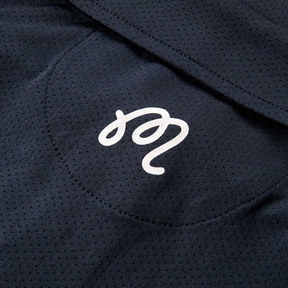 Malbon Evergreen Raglan Sleeve Mesh Golf Polo Navy - FW24 Men