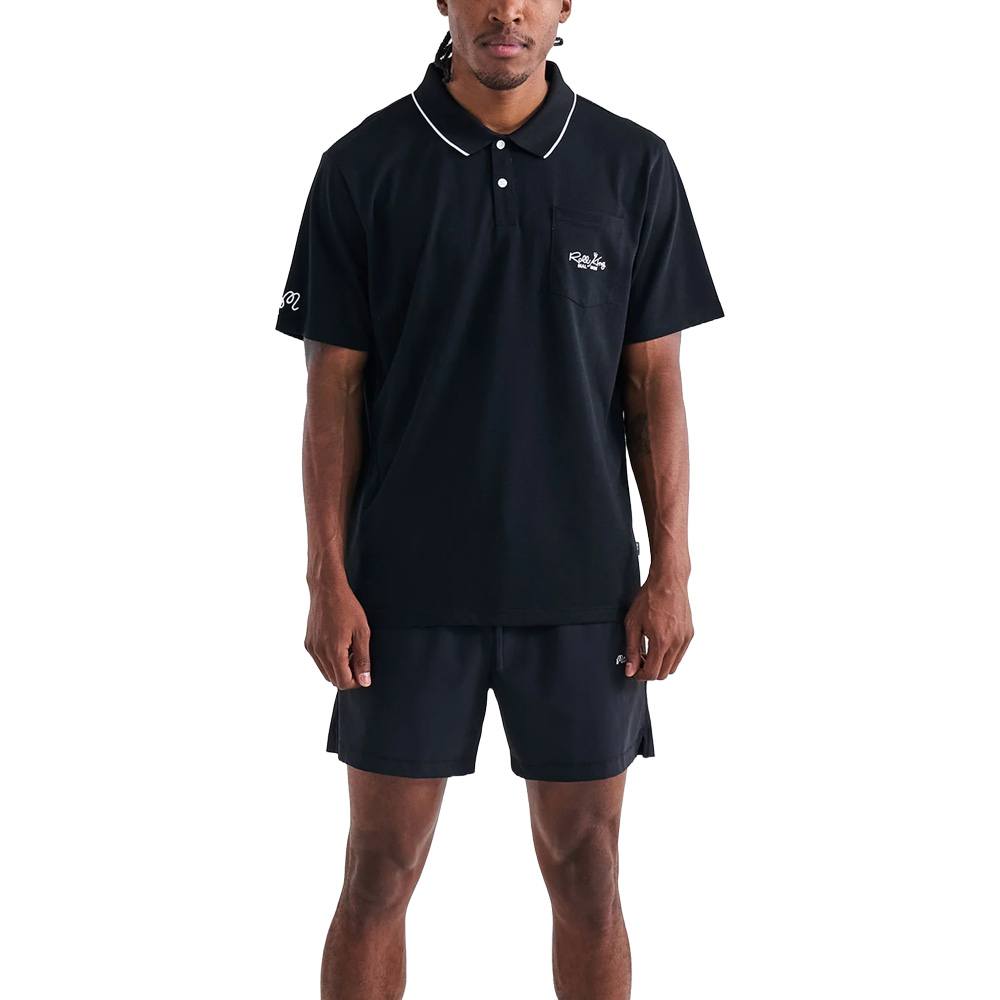 Malbon Roll King Performance Pique Golf Polo Black - FW24