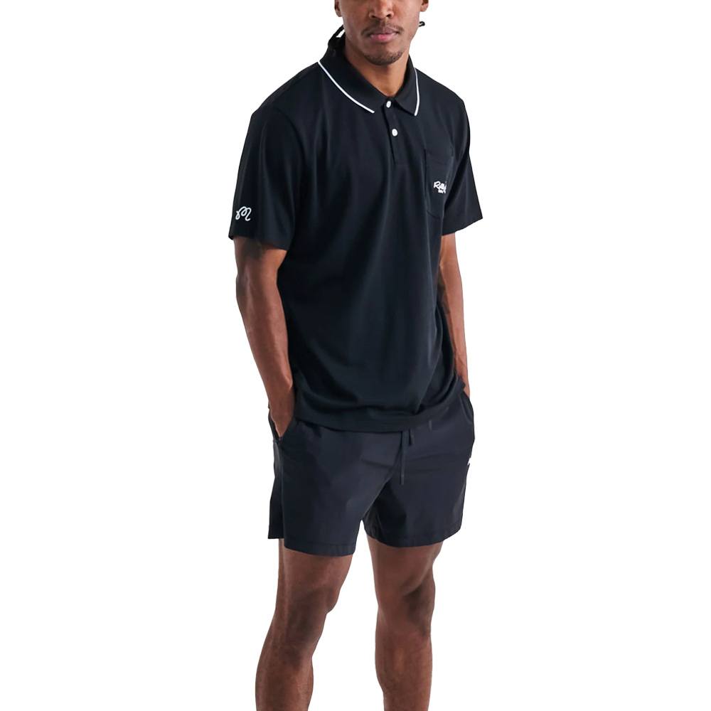 Malbon Roll King Performance Pique Golf Polo Black - FW24