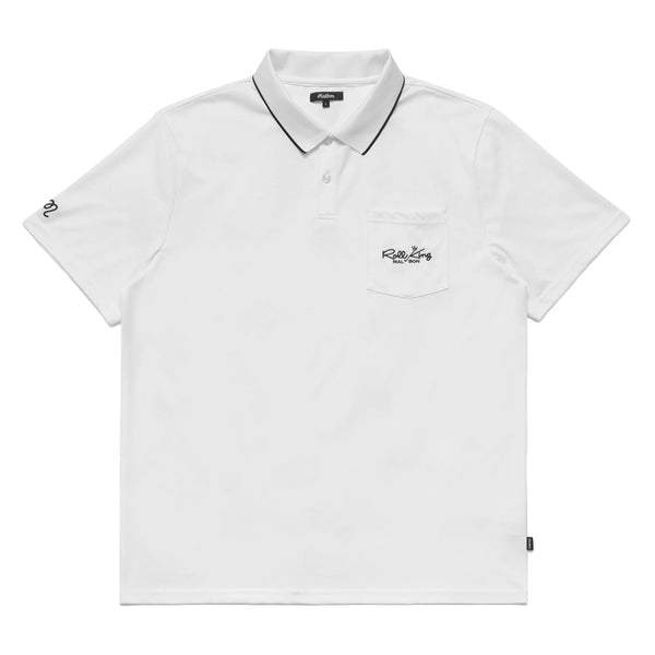 Malbon Roll King Performance Pique Golf Polo White - FW24