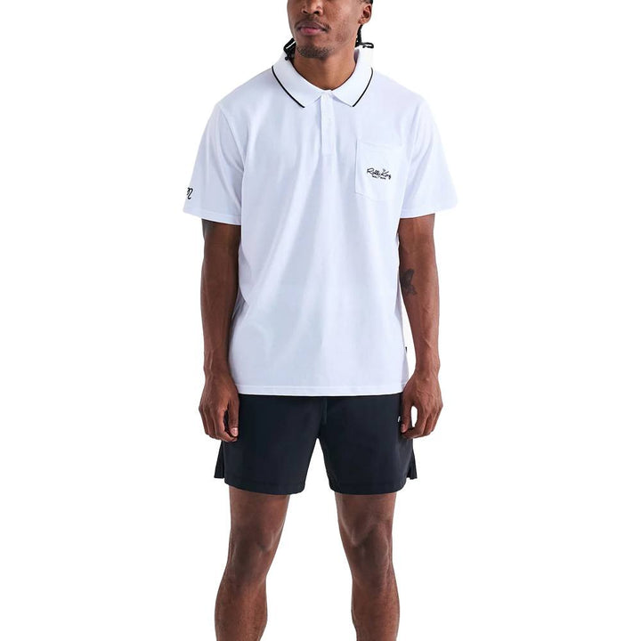 Malbon Roll King Performance Pique Golf Polo White - FW24
