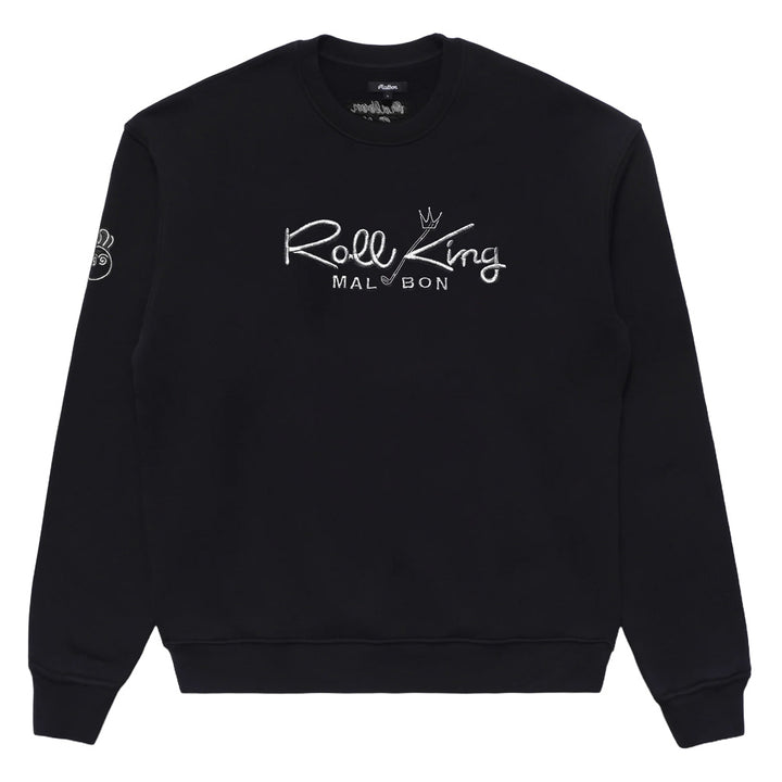 Malbon Roll King Crew Fleece Golf Sweater Black - FW24