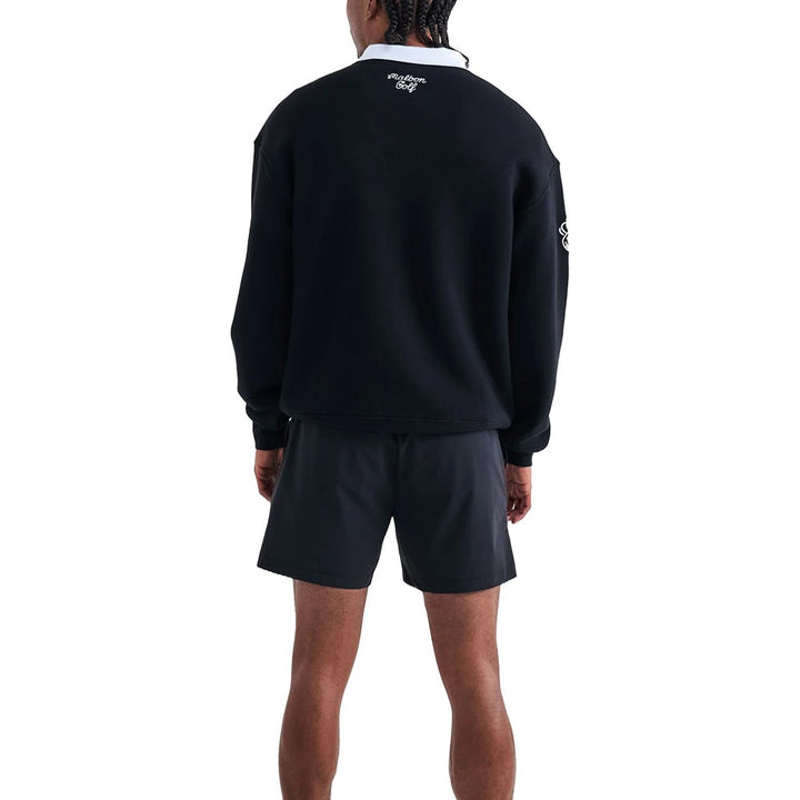 Malbon Roll King Crew Fleece Golf Sweater Black - FW24