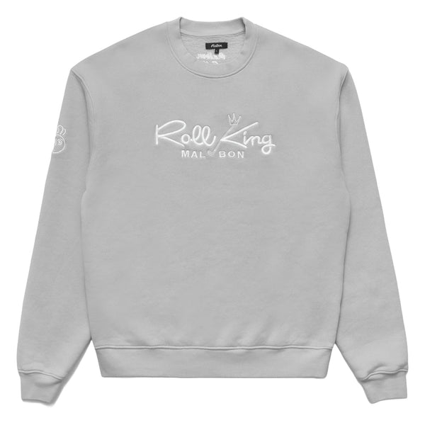 Malbon Roll King Crew Fleece Golf Sweater Steel - FW24