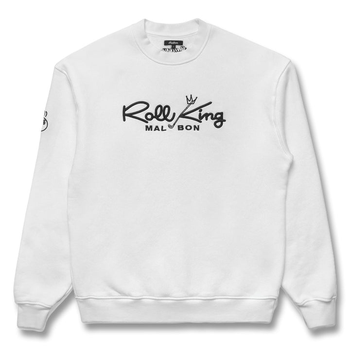 Malbon Roll King Crew Fleece Golf Sweater White - FW24