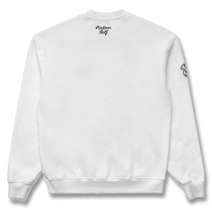 Malbon Roll King Crew Fleece Golf Sweater White - FW24