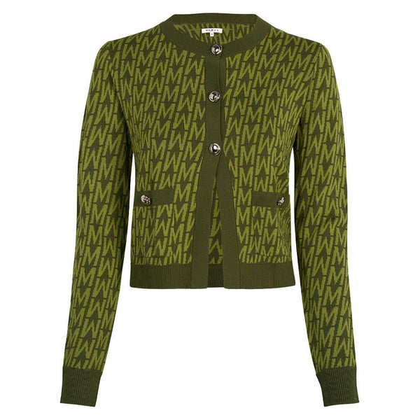 Malbon Charlotte Cardigan Golf Sweater Olive Multi - FW24 Women