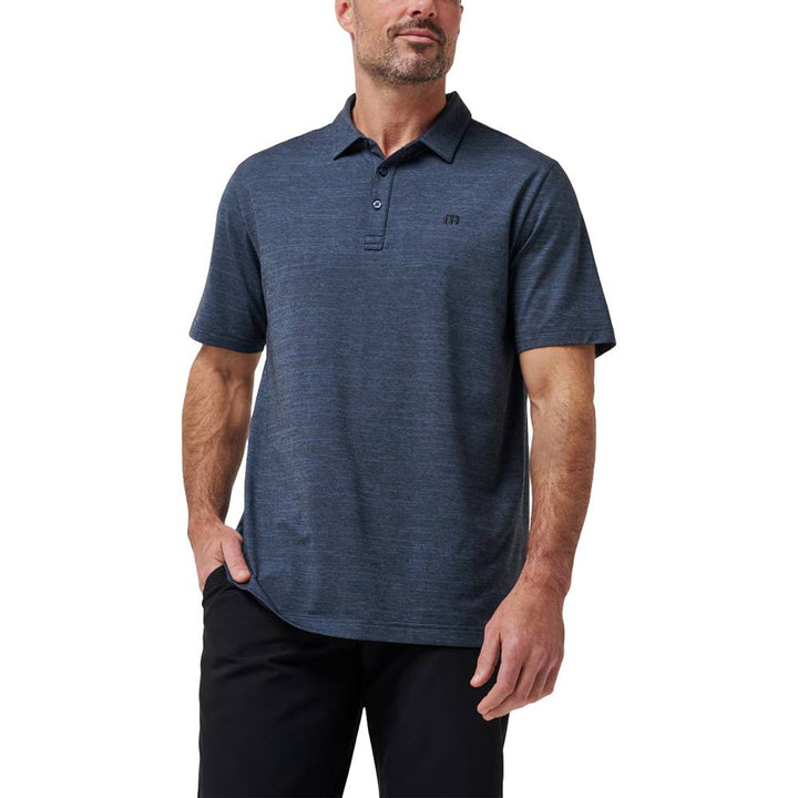 TravisMathew The Heather Golf Polo Vintage Indigo/Black - SS22