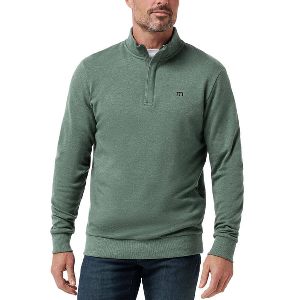 TravisMathew Cloud Quarter Zip 2.0 Golf Pullover Heather Balsam - FW22