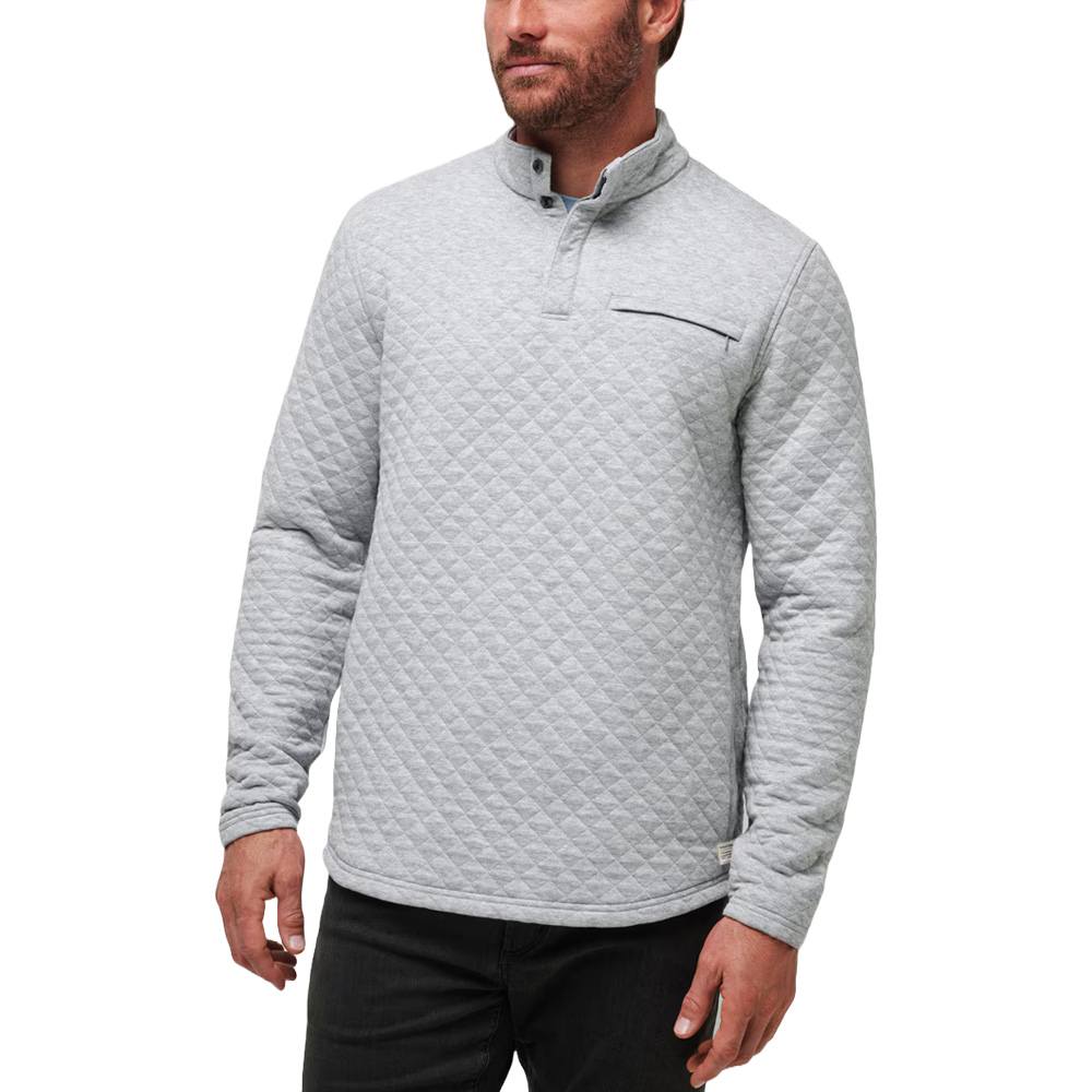TravisMathew Transatlantic Q Zip Golf Pullover Heather Light Gray - FW23
