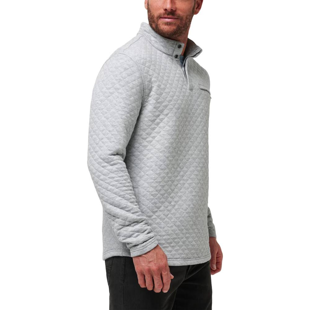 TravisMathew Transatlantic Q Zip Golf Pullover Heather Light Gray - FW23