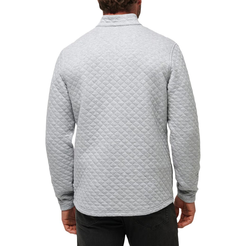 TravisMathew Transatlantic Q Zip Golf Pullover Heather Light Gray - FW23