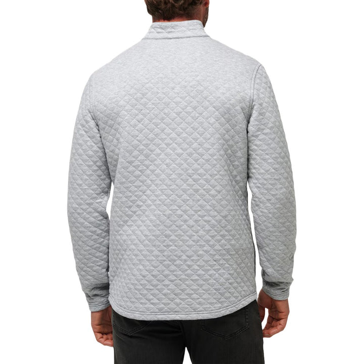 TravisMathew Transatlantic Q Zip Golf Pullover Heather Light Gray - FW23