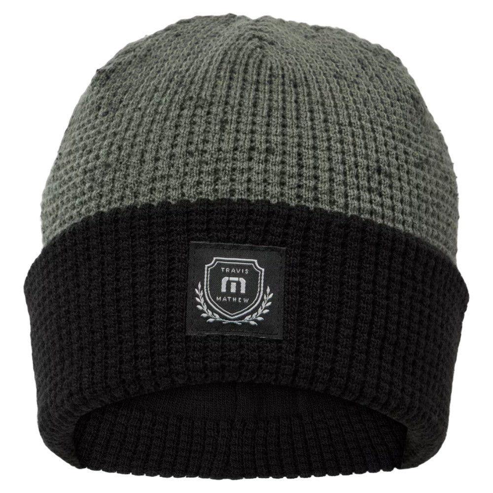 TravisMathew Cloud Waffle Golf Beanie Dark Olive - FW24