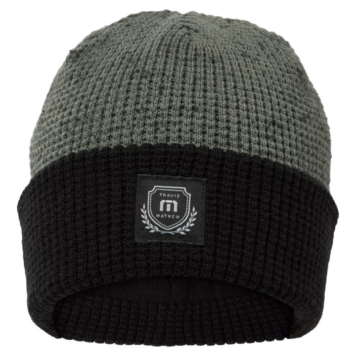TravisMathew Cloud Waffle Golf Beanie Dark Olive - FW24