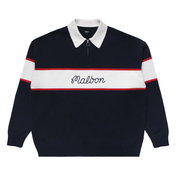Malbon Bennet Knit Polo Golf Sweater Navy - FW24