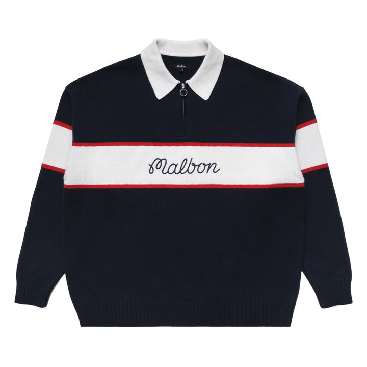 Malbon Bennet Knit Polo Golf Sweater Navy - FW24
