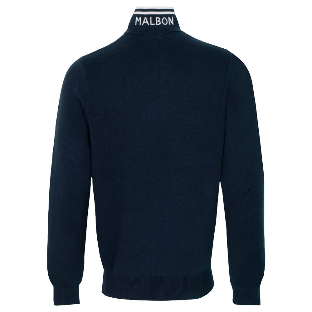 Malbon Evergreen Sorrel Knit 1/4 Zip Golf Pullover Navy