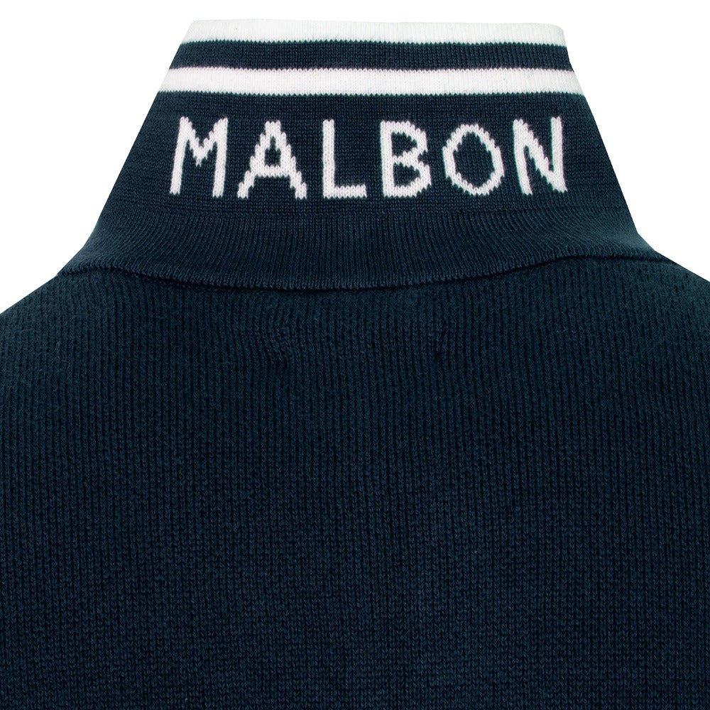 Malbon Evergreen Sorrel Knit 1/4 Zip Golf Pullover Navy - FW24 Men