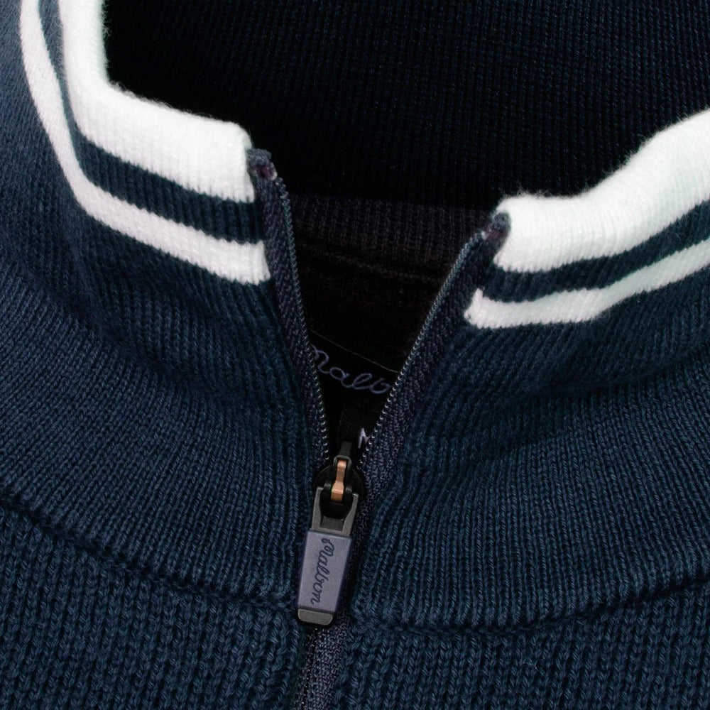 Malbon Evergreen Sorrel Knit 1/4 Zip Golf Pullover Navy