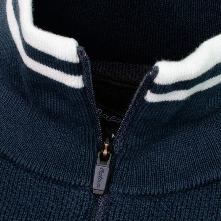 Malbon Evergreen Sorrel Knit 1/4 Zip Golf Pullover Navy - FW24
