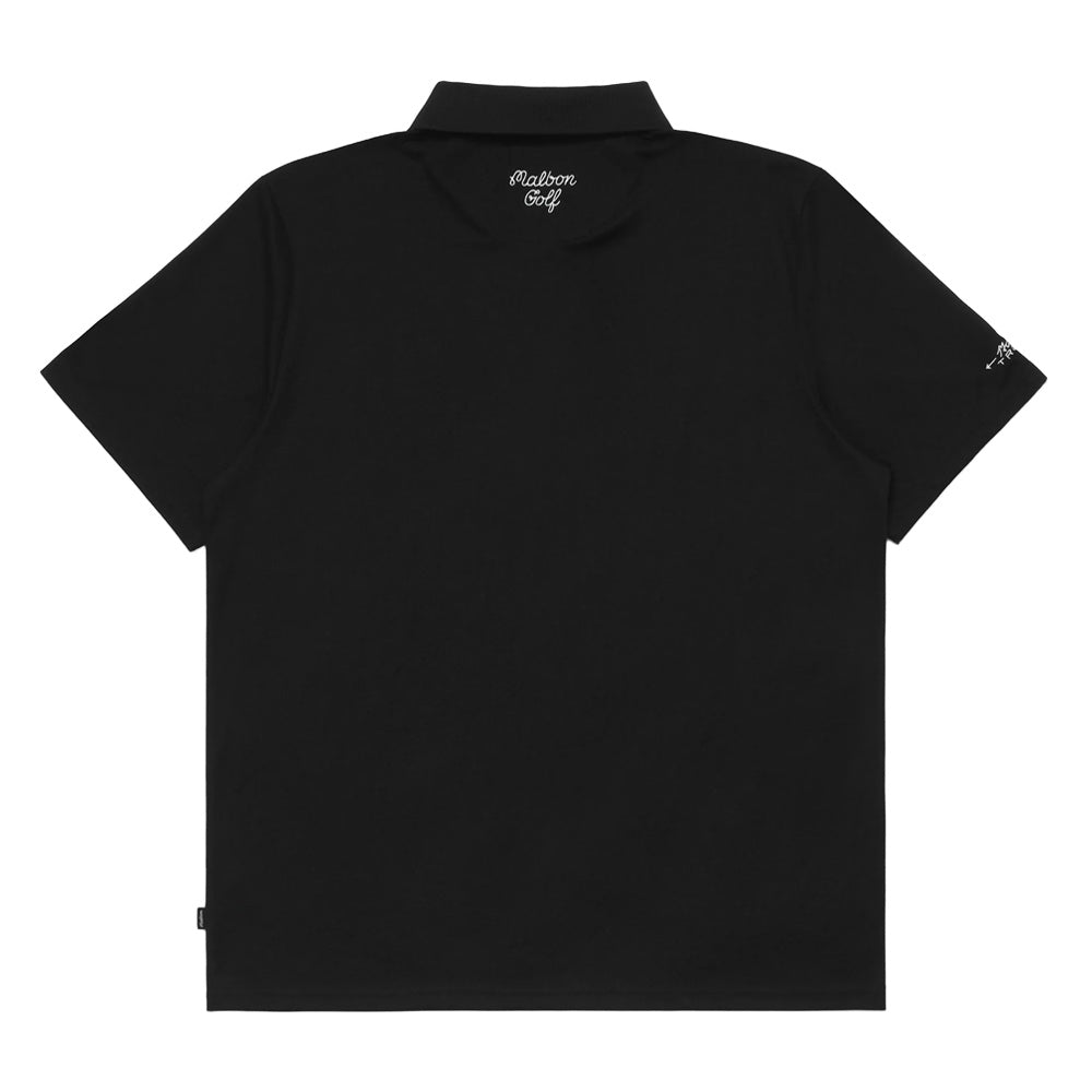 Malbon Trophy Performance Pique Golf Polo Black - FW24