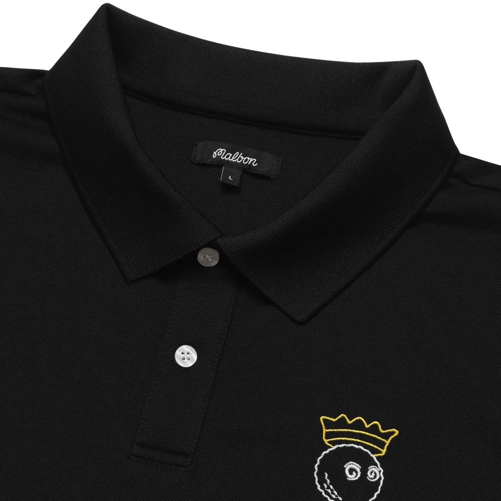 Malbon Trophy Performance Pique Golf Polo Black - FW24