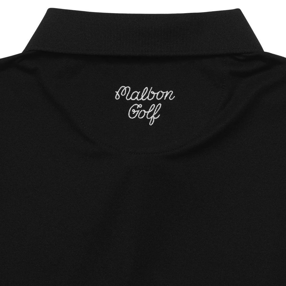Malbon Trophy Performance Pique Golf Polo Black - FW24