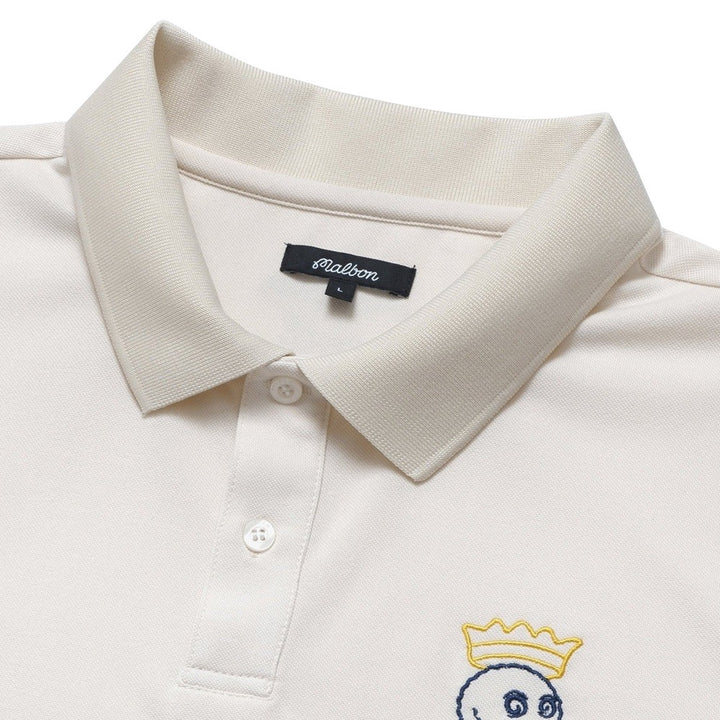 Malbon Trophy Performance Pique Golf Polo Ivory - FW24