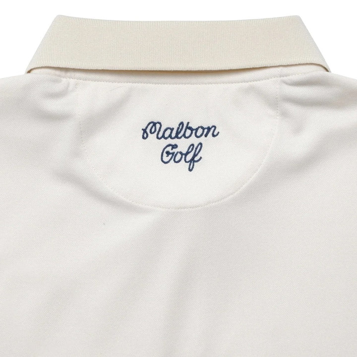 Malbon Trophy Performance Pique Golf Polo Ivory - FW24