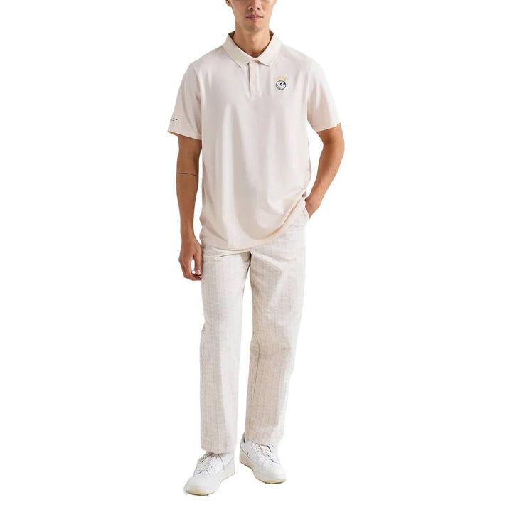 Malbon Trophy Performance Pique Golf Polo Ivory - FW24