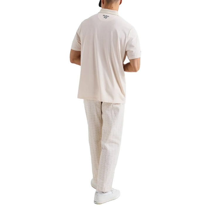 Malbon Trophy Performance Pique Golf Polo Ivory - FW24