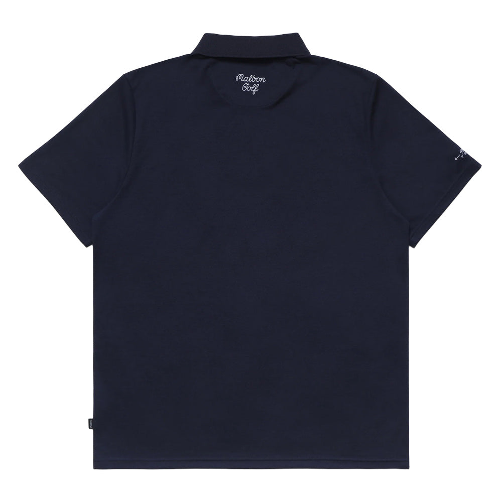 Malbon Trophy Performance Pique Golf Polo Navy - FW24