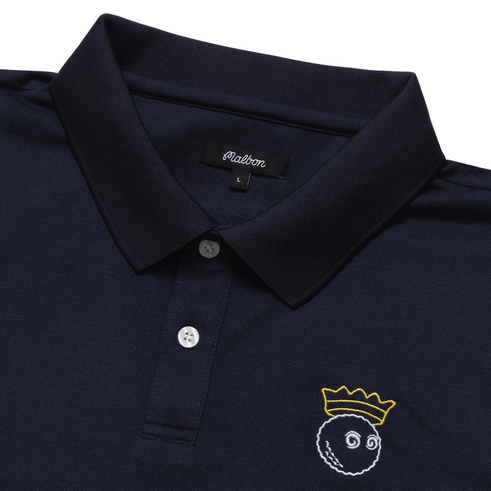 Malbon Trophy Performance Pique Golf Polo Navy - FW24