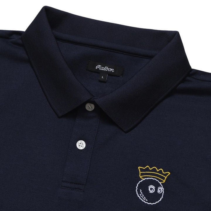 Malbon Trophy Performance Pique Golf Polo Navy - FW24