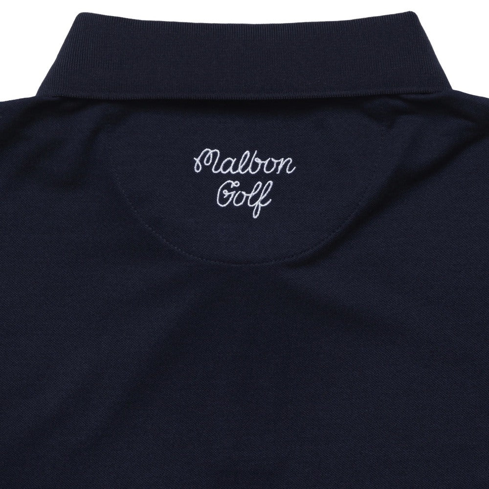 Malbon Trophy Performance Pique Golf Polo Navy - FW24