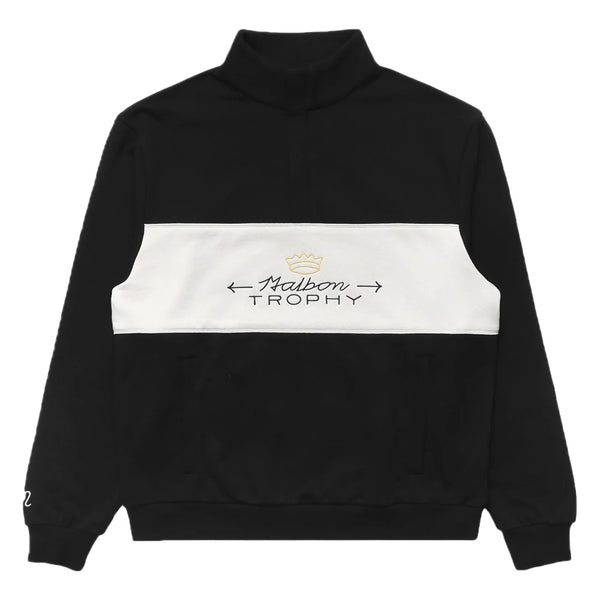 Malbon Trophy Quarter Zip Fleece Golf Sweater Black - FW24