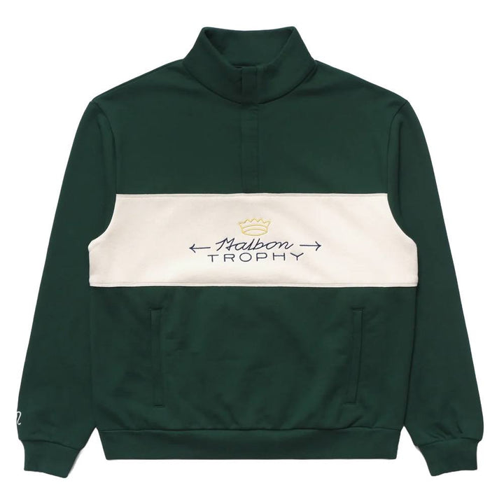 Malbon Trophy Quarter Zip Fleece Golf Sweater Green - FW24