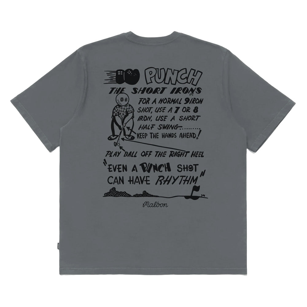 【MALBON GOLF】[GOLF TIPS] Punch Shot SS T-shirt ■MAN Malbon Punch Shot SS Golf T-Shirt Charcoal Gray - FW24 Men