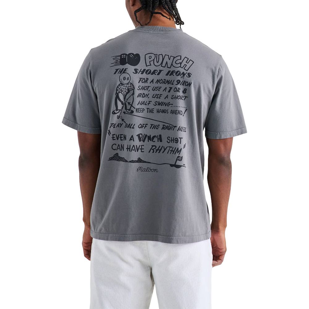 Malbon Punch Shot SS Golf T-Shirt Charcoal Gray - FW24 Men