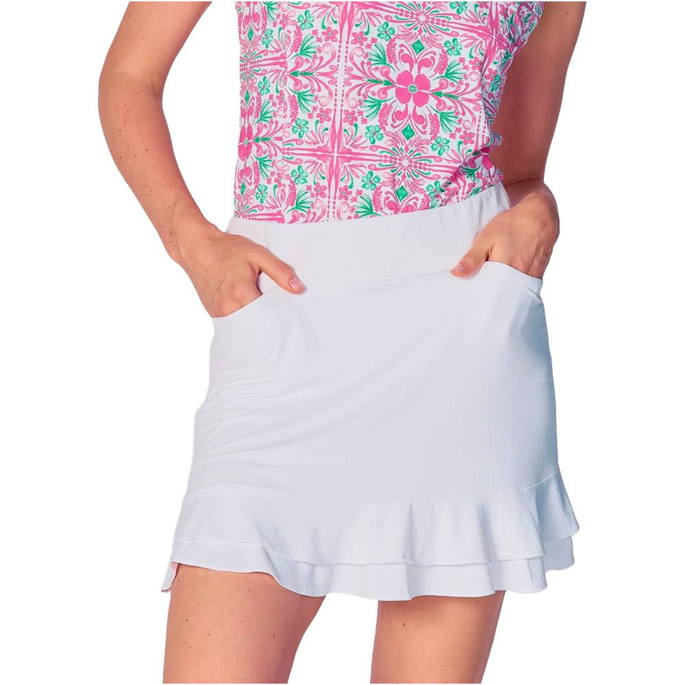 G Lifestyle Double Ruffle Golf Skirt White - SS25 Women