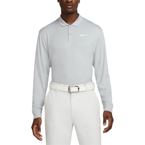 Nike Dri-FIT Victory Solid Longsleeve Golf Polo Wolf Gray/White - FA25