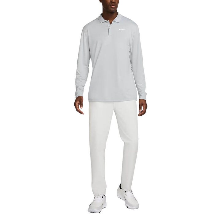 Nike Dri-FIT Victory Solid Longsleeve Golf Polo Wolf Gray/White - FA25
