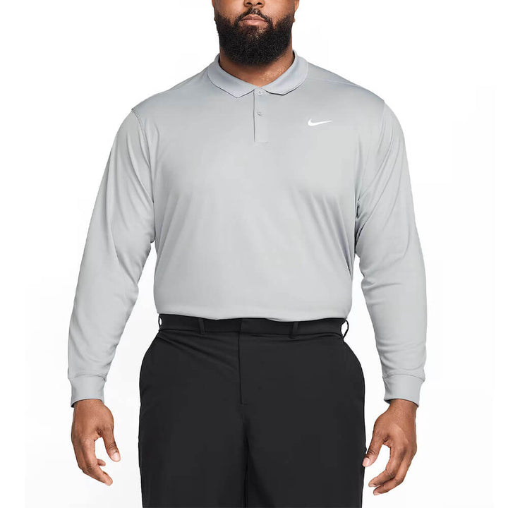 Nike Dri-FIT Victory Solid Longsleeve Golf Polo Wolf Gray/White - FA25